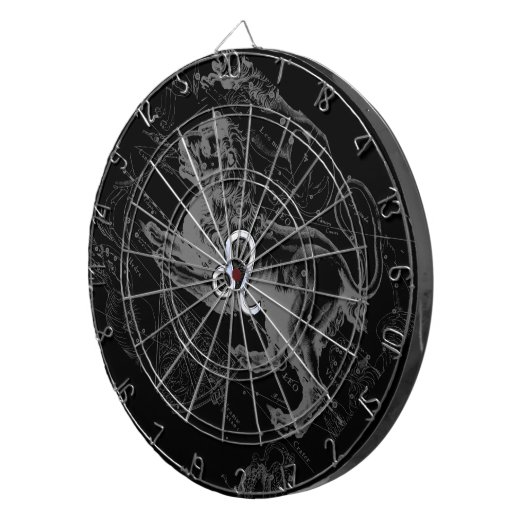 Chrome like Leo Zodiac Constellation Map Hevelius Dartbord (Voorkant Rechts)