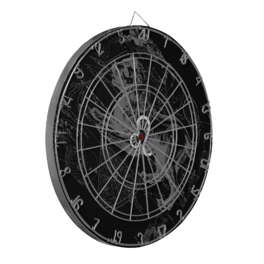 Chrome like Leo Zodiac Constellation Map Hevelius Dartbord (Voorkant Links)