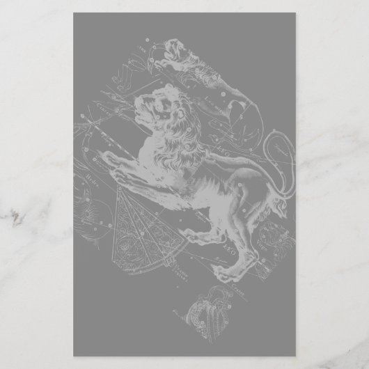 Chrome like Leo Zodiac Constellation Map Hevelius Flyer (Achterkant)