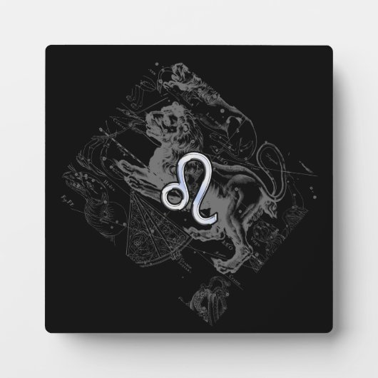 Chrome like Leo Zodiac Constellation Map Hevelius Fotoplaat (Voorkant)