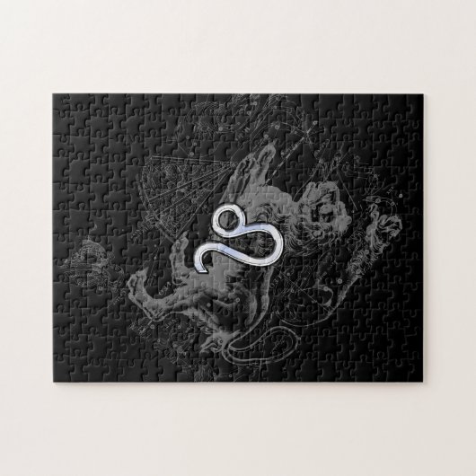 Chrome like Leo Zodiac Constellation Map Hevelius Legpuzzel (Horizontaal)