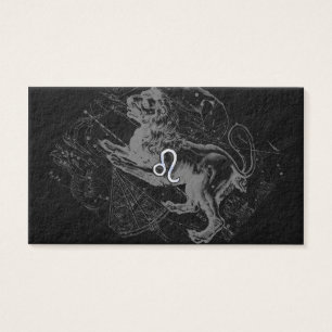 Chrome like Leo Zodiac Constellation Map Hevelius Visitekaartjes
