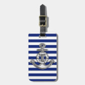 Chrome like Lifesaver on Nautical Stripes Bagagelabel (Voorkant verticaal)