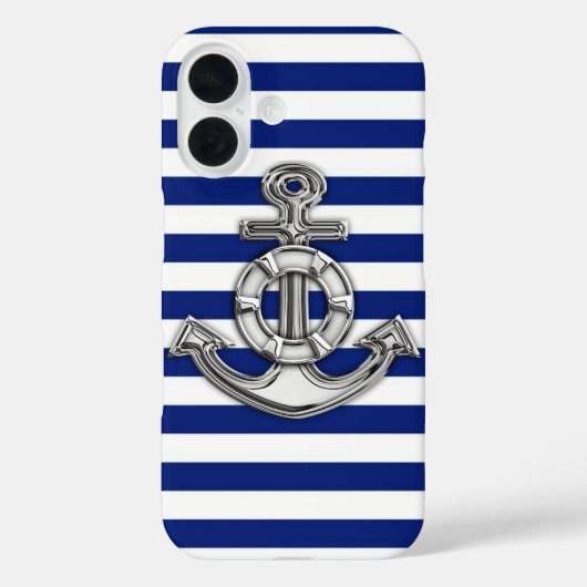Chrome like Lifesaver on Nautical Stripes Decor Case-Mate iPhone Case (Achterkant)