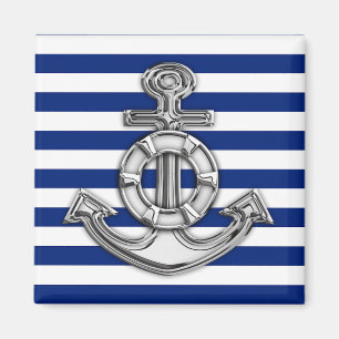 Chrome like Lifesaver on Nautical Stripes Magneet