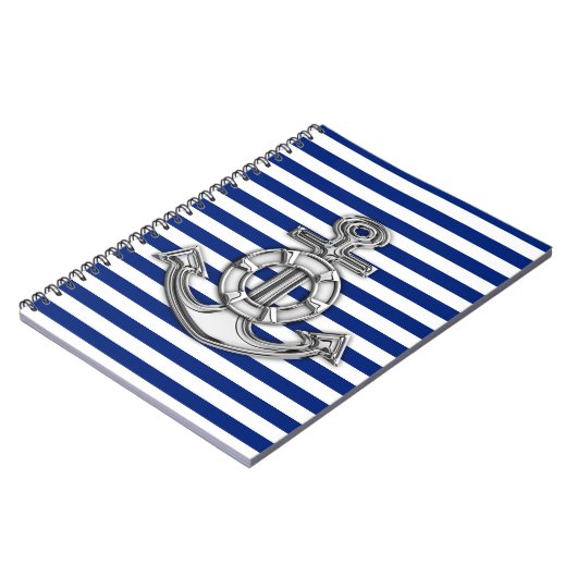 Chrome like Lifesaver on Nautical Stripes Notitieboek (Linkerzijde)