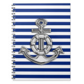 Chrome like Lifesaver on Nautical Stripes Notitieboek (Voorkant)