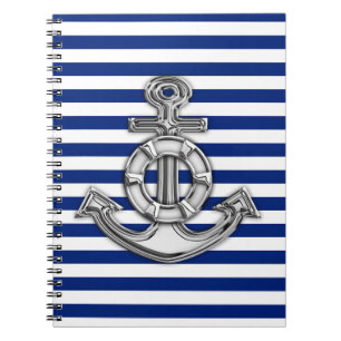 Chrome like Lifesaver on Nautical Stripes Notitieboek