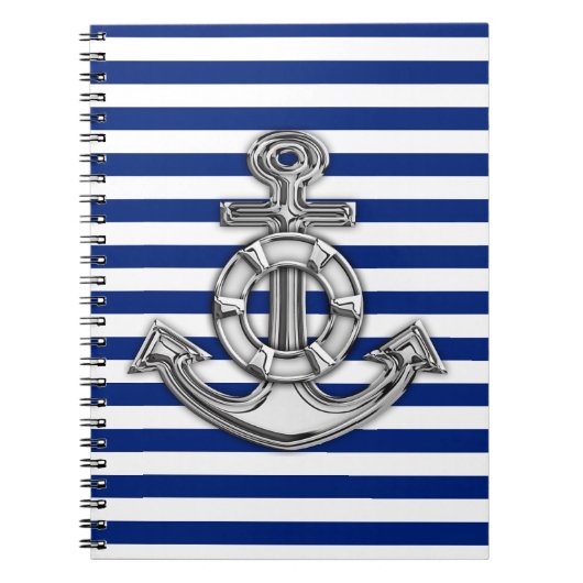 Chrome like Lifesaver on Nautical Stripes Notitieboek (Voorkant)