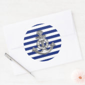 Chrome like Lifesaver on Nautical Stripes Ronde Sticker (Envelop)