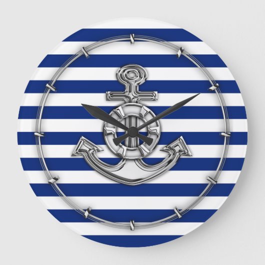 Chrome like Lifesaver on Navy Stripes Grote Klok (Voorkant)