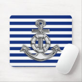 Chrome like Lifesaver on Navy Stripes Muismat (Met muis)