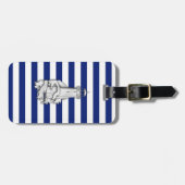 Chrome like Lighthouse on Nautical Stripes Bagagelabel (Voorkant horizontaal)