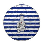 Chrome like Lighthouse on Nautical Stripes Dartbord (Voorkant)