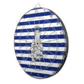 Chrome like Lighthouse on Nautical Stripes Dartbord (Voorkant Rechts)