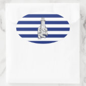 Chrome like Lighthouse on Nautical Stripes Ovale Sticker (Tas)