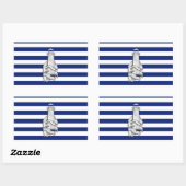 Chrome like Lighthouse on Nautical Stripes Rechthoekige Sticker (Vel)
