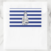 Chrome like Lighthouse on Nautical Stripes Rechthoekige Sticker (Tas)