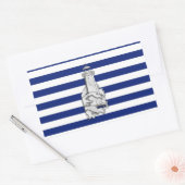 Chrome like Lighthouse on Nautical Stripes Rechthoekige Sticker (Envelop)