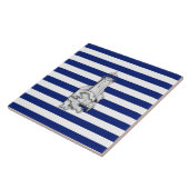 Chrome like Lighthouse on Nautical Stripes Tegeltje (Zijkant)