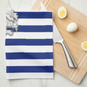 Chrome like Lighthouse on Nautical Stripes Theedoek (Quarter Fold)