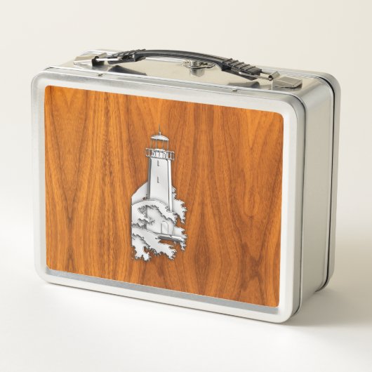 Chrome like Lighthouse on Teak Wood (Achterkant)