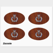 Chrome like Mahogany Wood Grain Scottish Thistle Ovale Sticker (Vel)