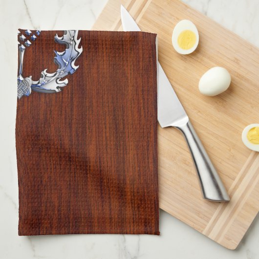 Chrome like Mahogany Wood Grain Scottish Thistle Theedoek (Quarter Fold)