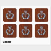 Chrome like Mahogany Wood Grain Scottish Thistle Vierkante Sticker (Vel)