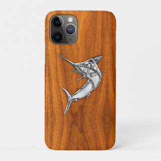 Chrome like Marlin on Teak Wood Grain Decor iPhone 11 Pro Hoesje