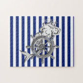 Chrome like Mermaid on Nautical Stripes Legpuzzel (Horizontaal)