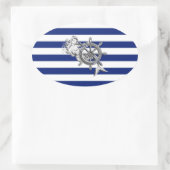 Chrome like Mermaid on Nautical Stripes Ovale Sticker (Tas)