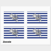 Chrome like Mermaid on Nautical Stripes Rechthoekige Sticker (Vel)