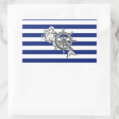 Chrome like Mermaid on Nautical Stripes Rechthoekige Sticker (Tas)