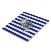 Chrome like Mermaid on Nautical Stripes Tegeltje (Zijkant)
