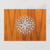 Chrome like Nautical Compass Star op Teak Veneer Briefkaart (Voorkant)
