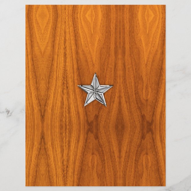 Chrome like Nautical Star op Teak Veneer (Voorkant)