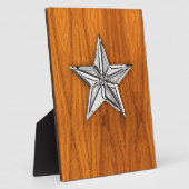 Chrome like Nautical Star op Teak Veneer Fotoplaat (Zijkant)