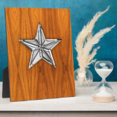 Chrome like Nautical Star op Teak Veneer Fotoplaat (Zijkant)