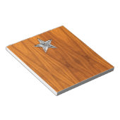 Chrome like Nautical Star op Teak Veneer Notitieblok (Schuin)