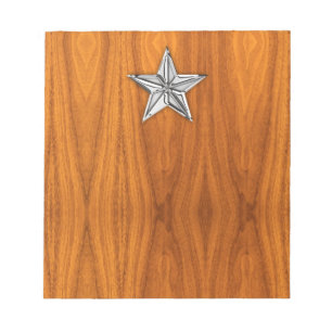 Chrome like Nautical Star op Teak Veneer Notitieblok