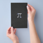 Chrome Like Pi Symbool op Carbon Fiber Print Flyer (Hand)