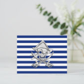 Chrome like pirate on Nautical Stripes Briefkaart (Staand voorkant)