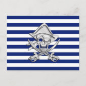 Chrome like pirate on Nautical Stripes Briefkaart (Voorkant)