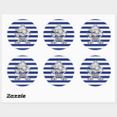 Chrome like pirate on Nautical Stripes Ronde Sticker (Vel)