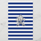 Chrome Like Pirate on Navy Stripes Briefpapier (Voorkant)