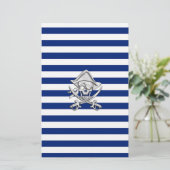 Chrome Like Pirate on Navy Stripes Briefpapier (Staand voorkant)