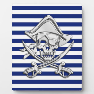 Chrome Like Pirate on Navy Stripes Fotoplaat