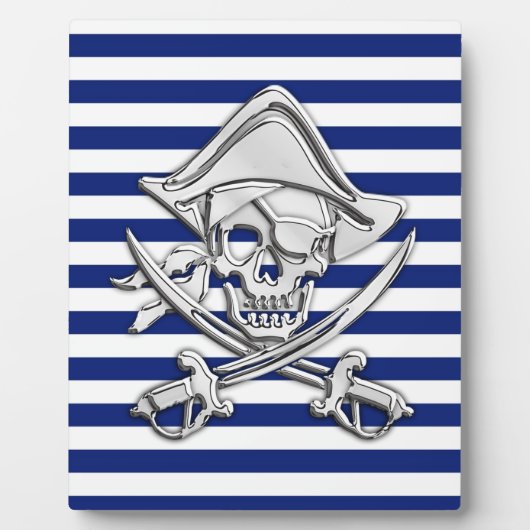Chrome Like Pirate on Navy Stripes Fotoplaat (Voorkant)