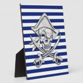 Chrome Like Pirate on Navy Stripes Fotoplaat (Zijkant)